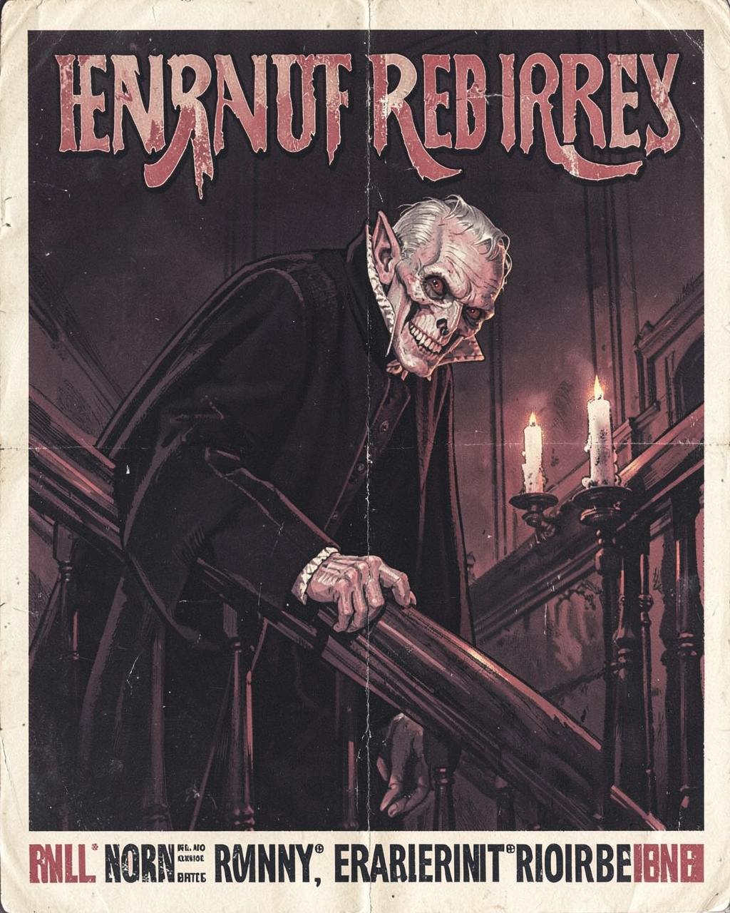 The Count Descends — vintage Halloween illustration of vampires